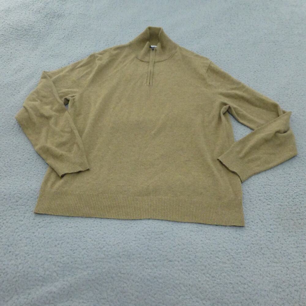 J Crew Sweater Mens XL Brown 1/4 Zip Knit Wool Blend Pullover Long Sleeve
